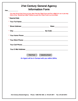 21st Century General Agency Information Form