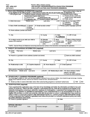 Florida Voluntary Prekindergarten Education Program Application