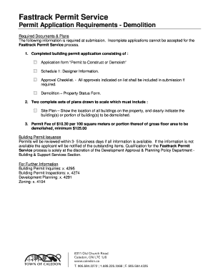 Permit to Construct or Demolish Application