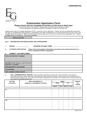 Application for teaching appointment form