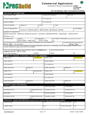 Commercial Credit Application Form
