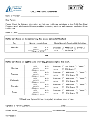 Child Participation Form