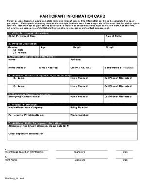 Participant Information Card