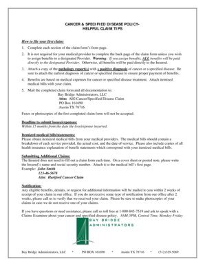 Cancer and Specified Disease Claim Form