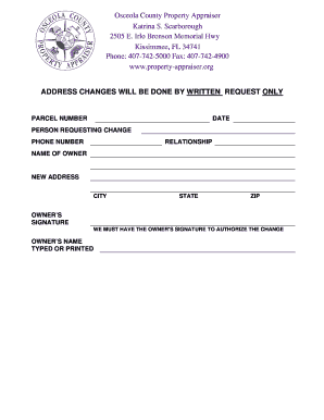 Osceola County Property Address Change Form