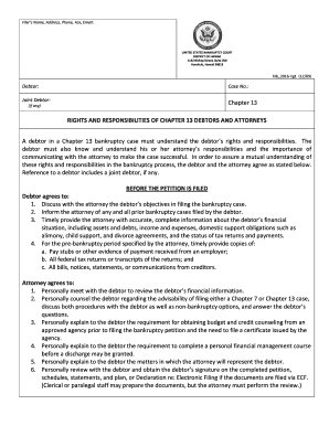 Chapter 13 Bankruptcy Rights and Responsibilities Agreement
