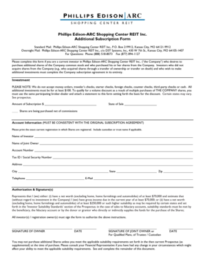 Phillips Edison-ARC Shopping Center REIT Inc. Additional Subscription Form