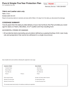 Pure & Simple Five Year Protection Plan Warranty