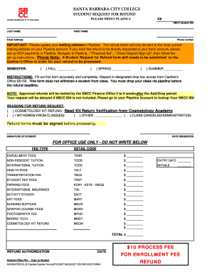 Santa Barbara City College Student Request for Refund