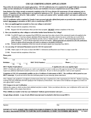CSU GE Certification Application