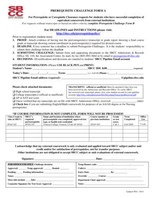 Prerequisite Challenge Form A