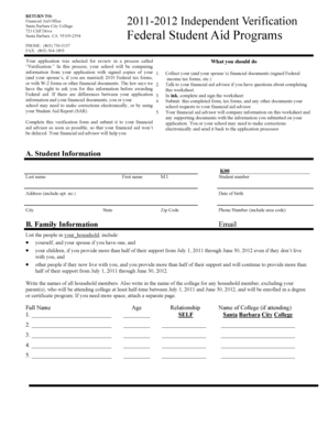 2011-2012 Independent Verification Form