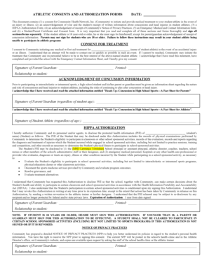 Athletic Consent and Authorization Forms