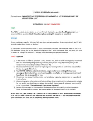 Annuity Replacement Form 1351