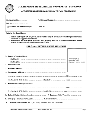 Uttar Pradesh PhD Application Form