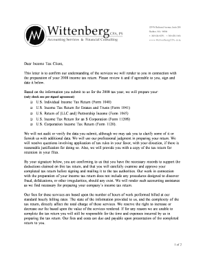 2008 US Individual Income Tax Return Preparation Agreement