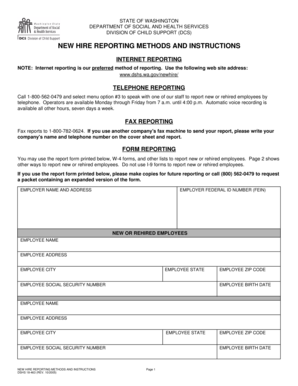 Washington New Hire Reporting Form