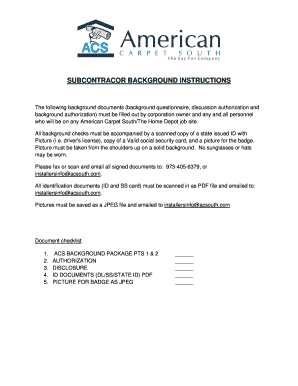 American Carpet South Subcontractor Background Package