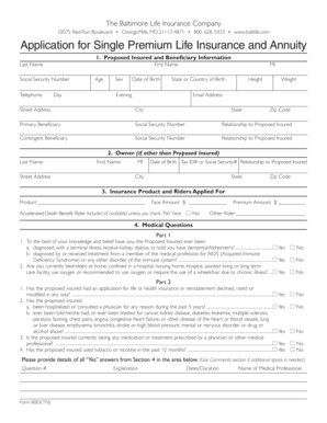 Baltimore Life Insurance Application