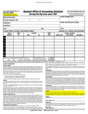 Employee Timecard and Client Agreement