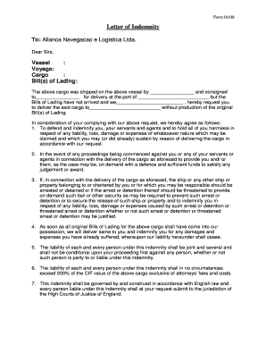 Letter of Indemnity for Cargo Delivery