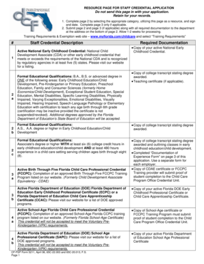 Florida Staff Credential Application