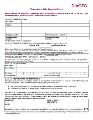 Sharestore Sale Request Form