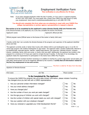 Employment Verification Form - E3 Institute - e3institute