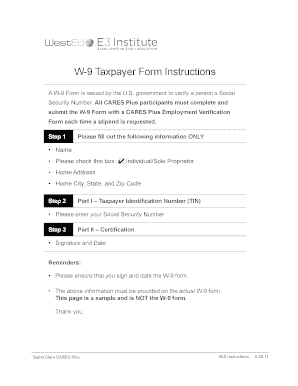 W-9 Taxpayer Form Instructions