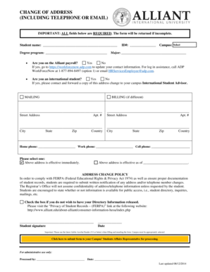 Student Change of Address Form