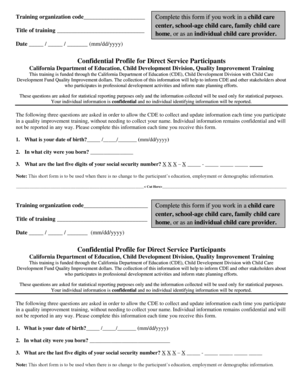 California Child Care Training Profile Form