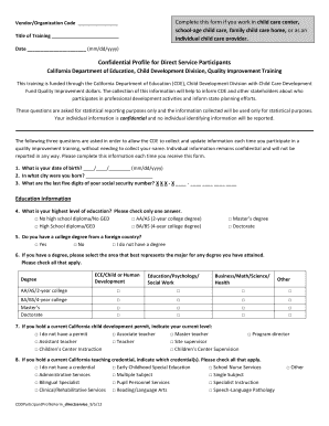 California Child Care Provider Profile Form