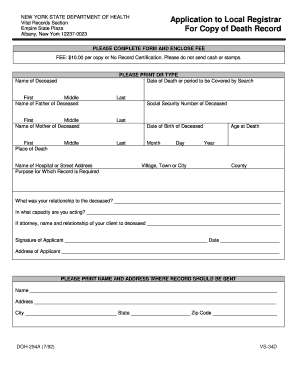 New York Death Record Application