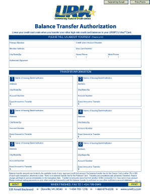 Balance Transfer Authorization Form
