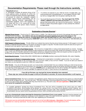 Household Income Documentation Requirements