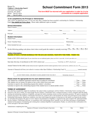 Children’s Scholarship Fund School Commitment Form