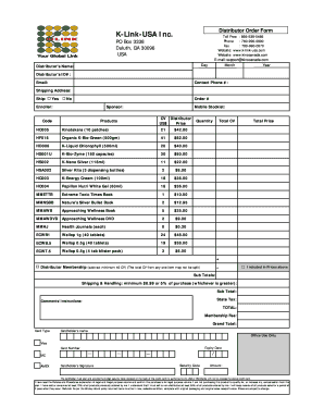 K-Link-USA Distributor Order Form