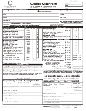 AutoShip Order Form