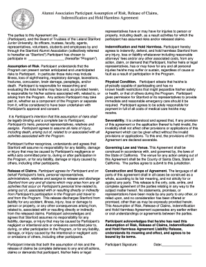 Alumni Association Participant Assumption of Risk Agreement