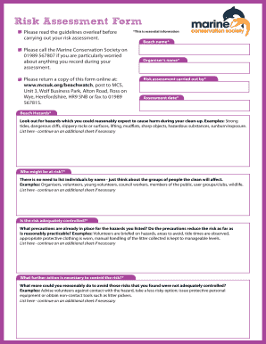 Beachwatch Risk Assessment Form