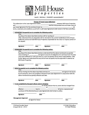 Change of Tenant Lease Addendum