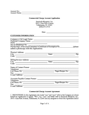 Commercial Charge Account Application