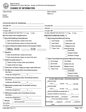 Illinois Child Care Change of Information Form