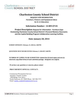 Torque report sheet - 14-RFI-CP-01 Project Description: Request for Information