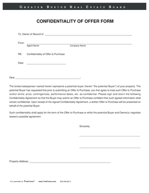 Confidentiality of Offer to Purchase Agreement