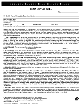 Tenancy at Will Agreement