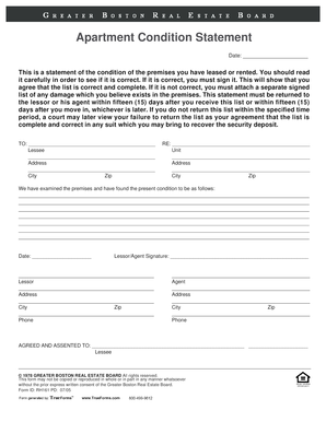 Apartment Condition Statement