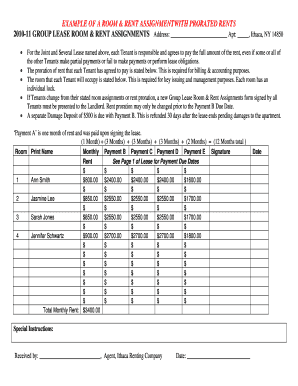 Room & Rent Assignment Form