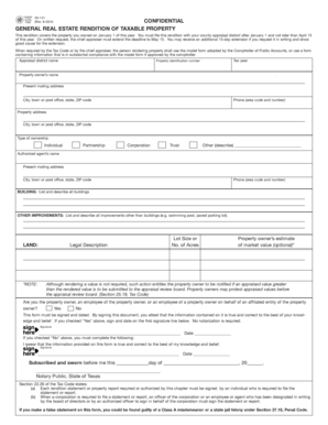 Texas General Real Estate Rendition of Taxable Property