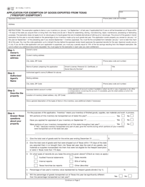 Texas Freeport Exemption Application